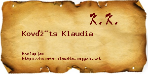 Kováts Klaudia névjegykártya