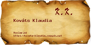 Kováts Klaudia névjegykártya